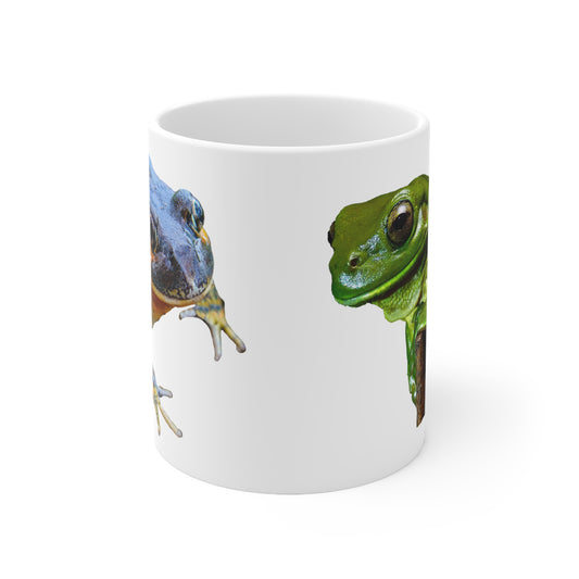 Green tree frog and Pobblebonk white Ceramic Mug 11oz
