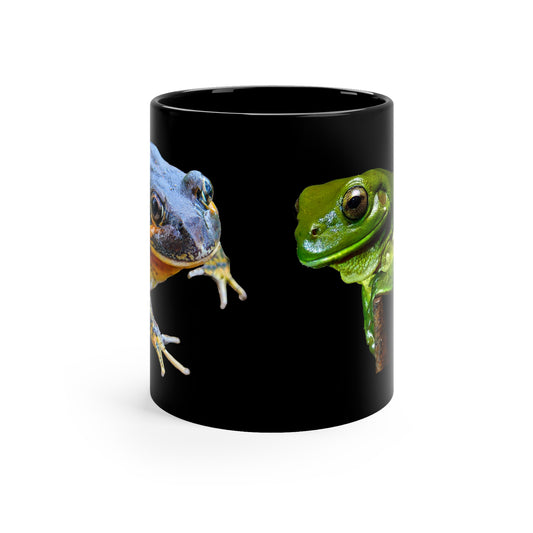 Green tree frog and Pobblebonk 11oz Black Mug